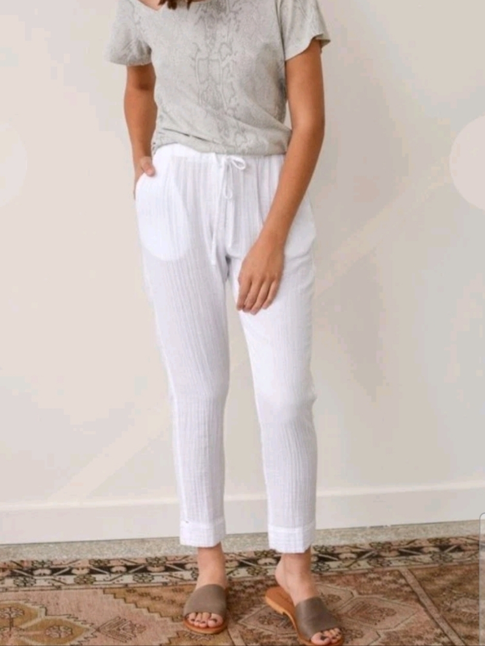 Xirena Womens White Jordyn Gauzy Resortwear Beach Lightweight Tie Waist Pant L